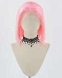 Pink Short Human Hair Wig HT012