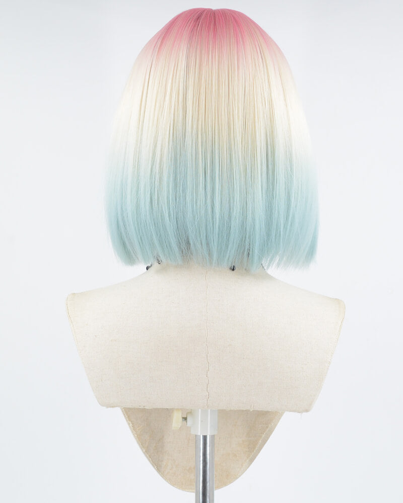 Pink Blonde Blue Short Bob Synthetic Wig HW455