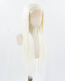 Platinum Blonde White Straight Synthetic Lace Front Wig WT146