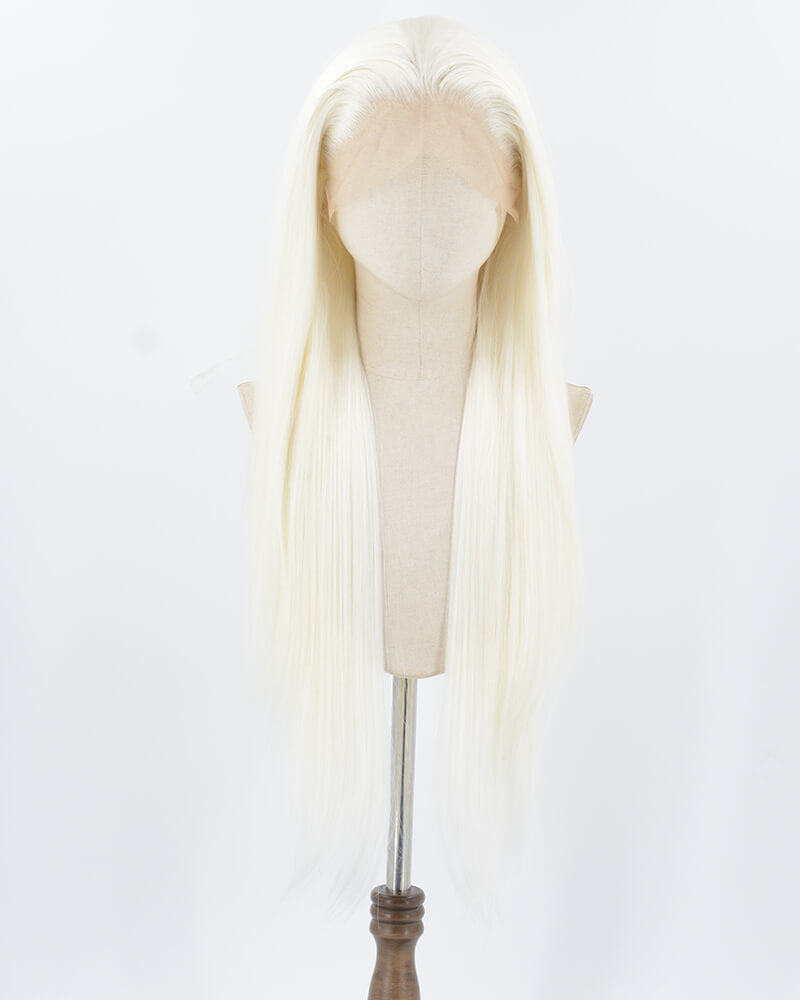 Platinum Blonde White Straight Synthetic Lace Front Wig WT146