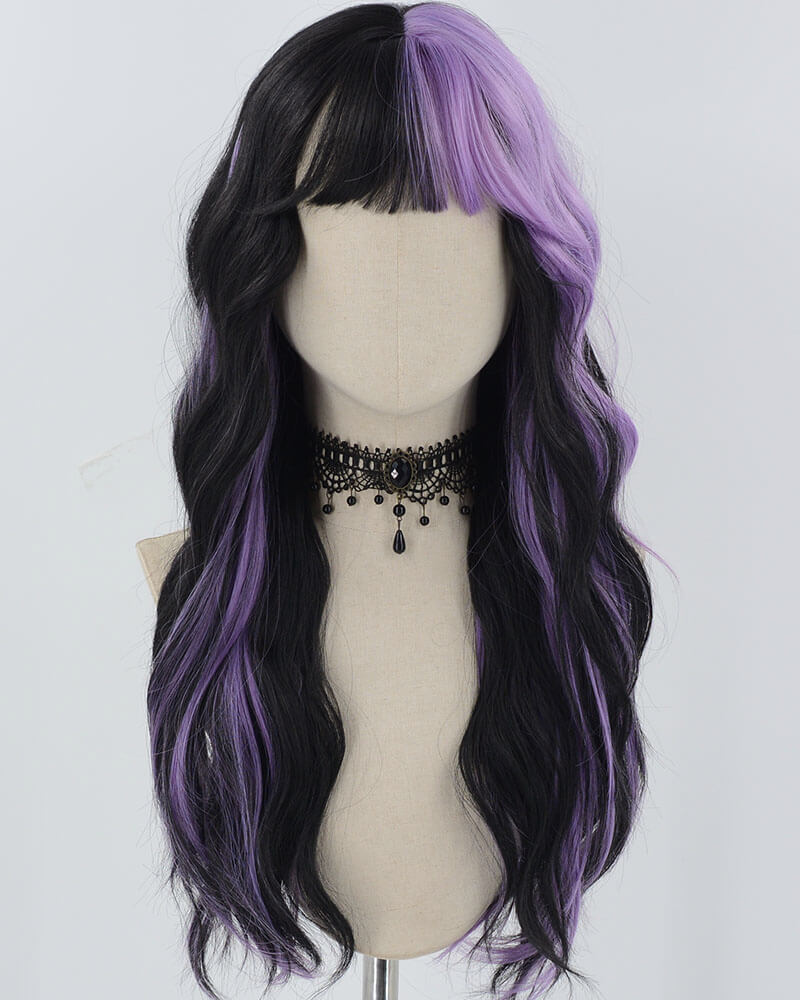 Black Purple Curly Synthetic Wig HW623
