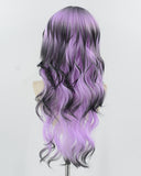 Purple Ombre Black Long Wavy Synthetic Wig HW733