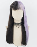 Half Purple Half Black Synthetic Wig HW183