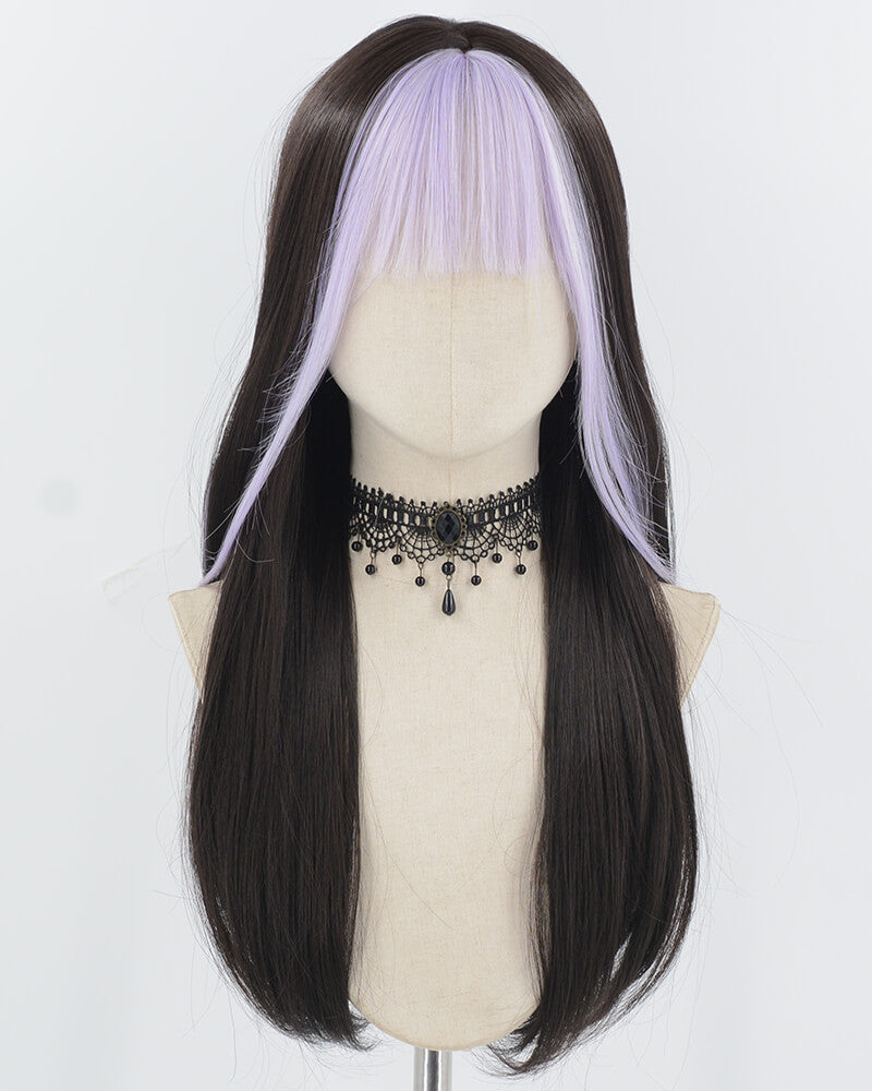 Purple Black Synthetic Wig HW749