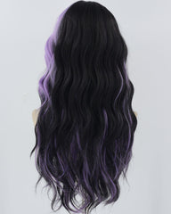 Black Purple Curly Synthetic Wig HW623