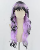 Purple Ombre Black Long Wavy Synthetic Wig HW733