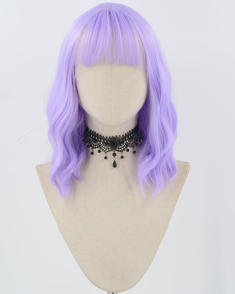 Purple Wavy Short Synthetic Wig HW643