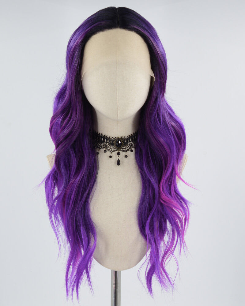 Ombre Purple Curly Synthetic Lace Front Wig WW625