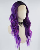 Ombre Purple Curly Synthetic Lace Front Wig WW625