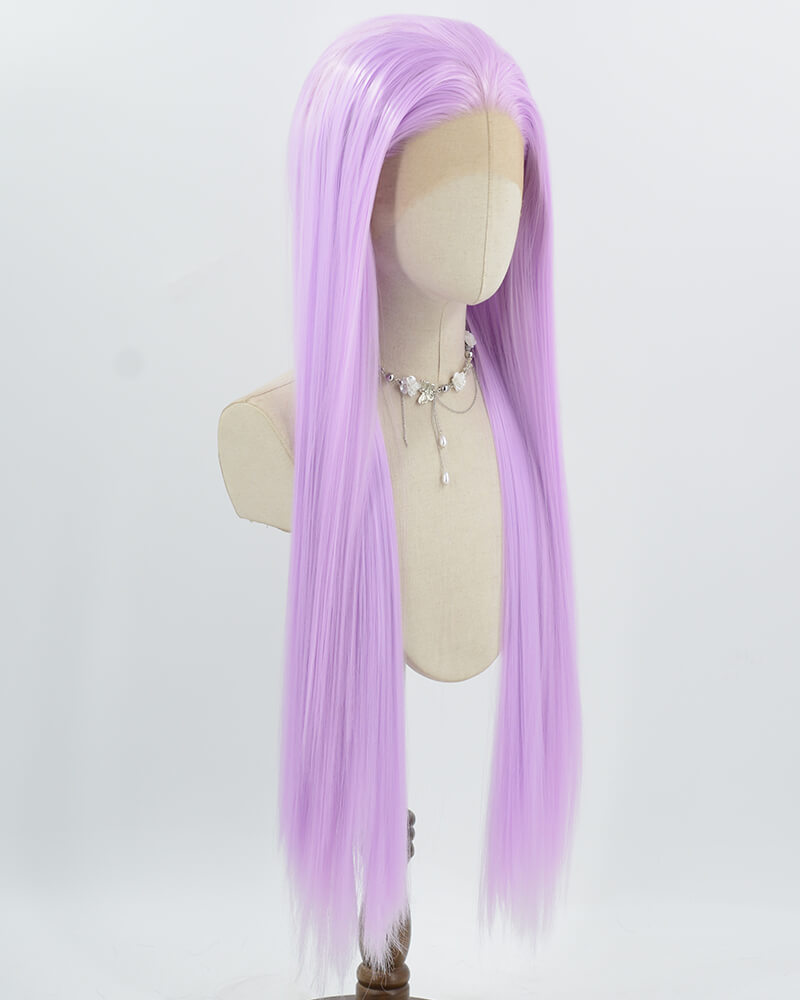 Pastel Purple Long Straight Synthetic Lace Front Wig WW1041