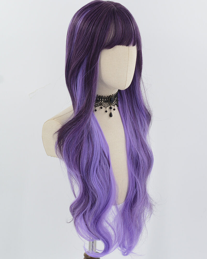 Ombre Purple Long Synthetic Wig HW716