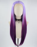 Ombre Purple Long Straight Synthetic Lace Front Wig WW581