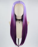 Ombre Purple Long Straight Synthetic Lace Front Wig WW581