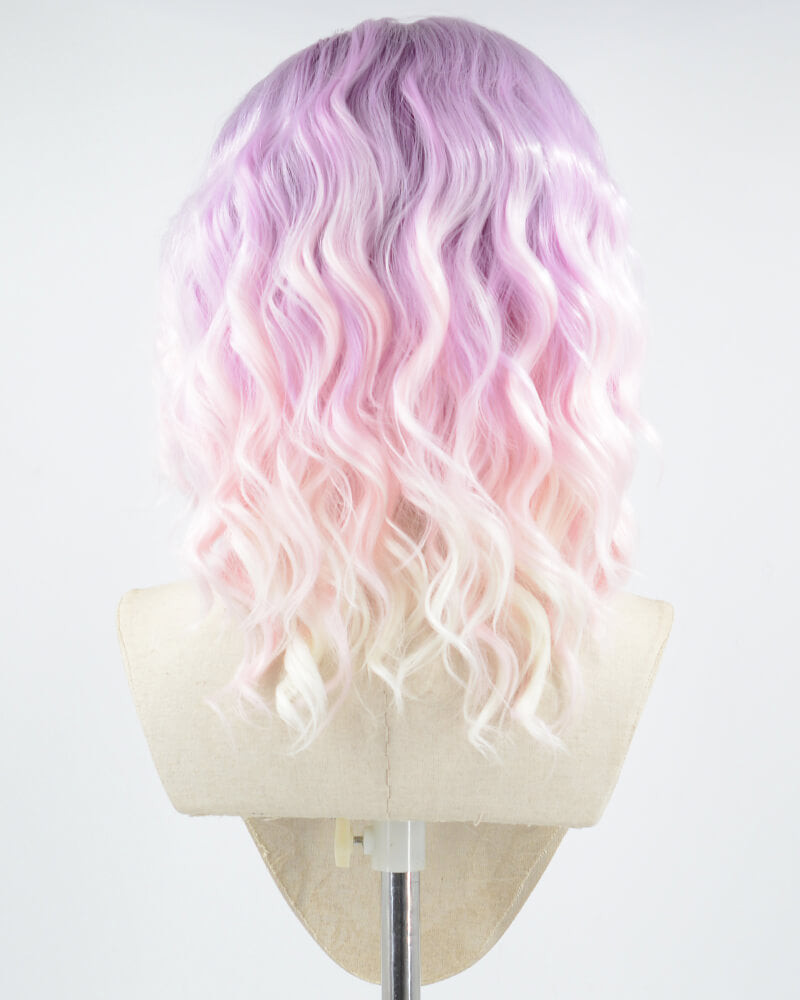 Purple Ombre Pink Curly Short Synthetic Lace Front Wig WW694