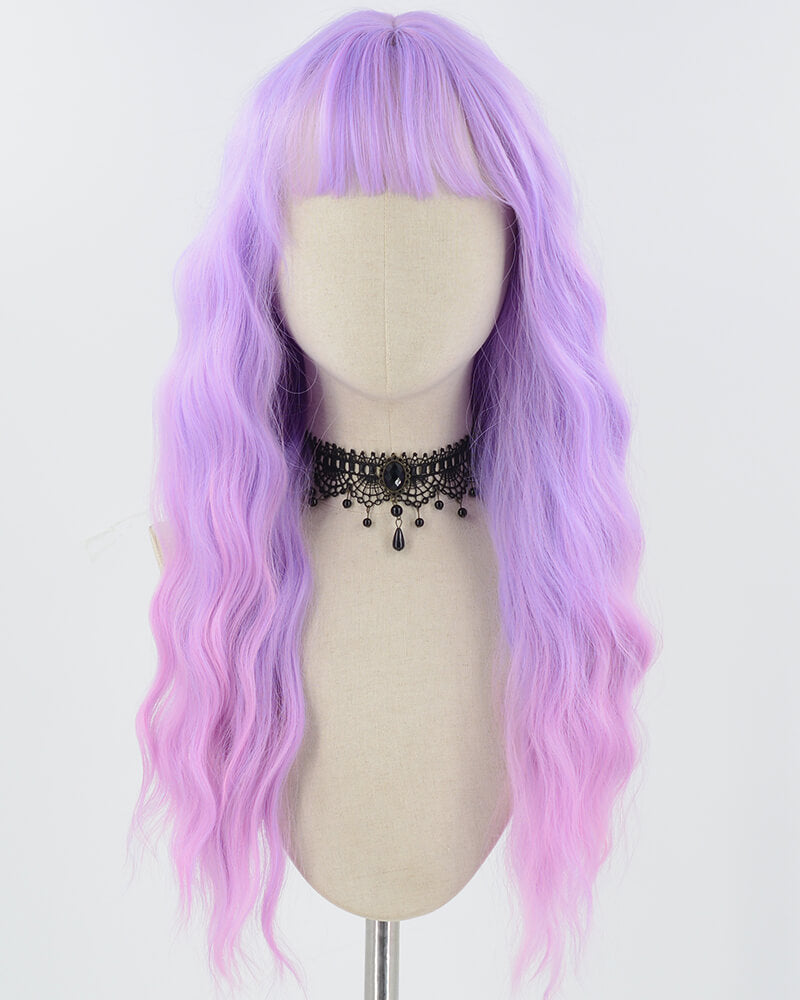 Purple Ombre Pink Curly Synthetic Wig HW564