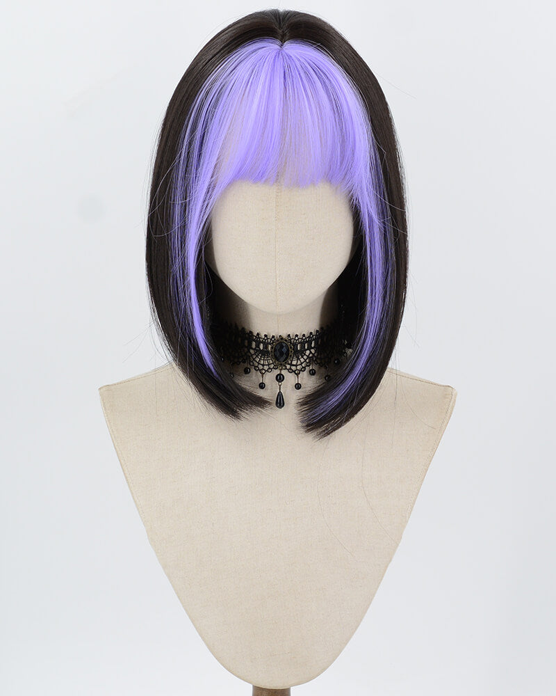 Purple Black Short Synthetic Wig HW807