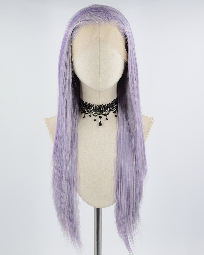 White Purple Straight Synthetic Lace Front Wig WW668