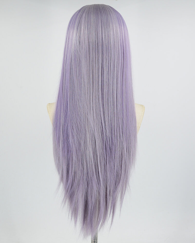 White Purple Straight Synthetic Lace Front Wig WW668
