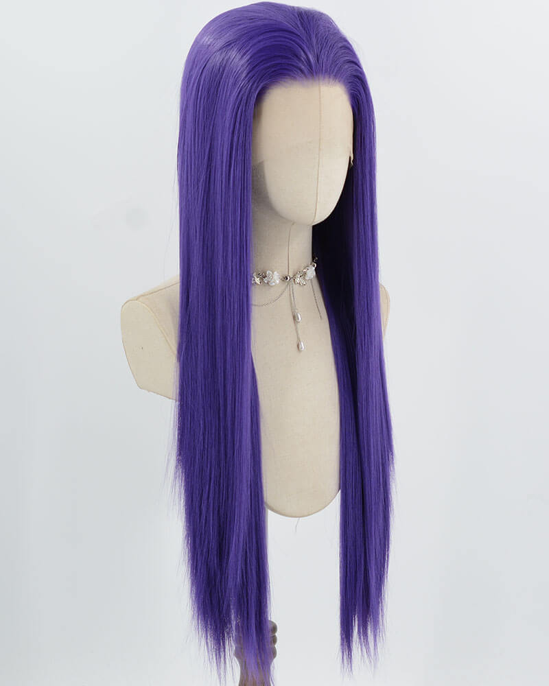 Purple Long Straight Synthetic Lace Front Wig WW980