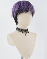 Purple Black Short Synthetic Wig HW559