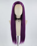 Long Straight Purple Synthetic Lace Front Wig WW608