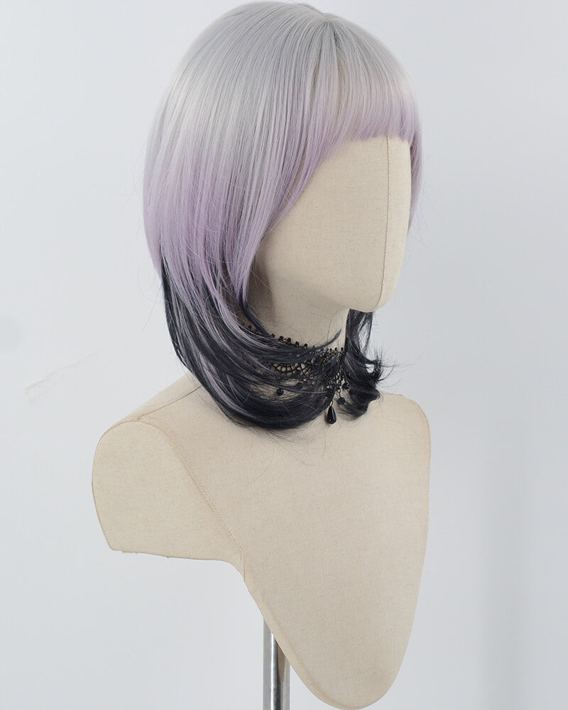 Grey Ombre Purple Synthetic Wig HW595
