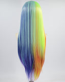 Rainbow Long Straight Synthetic Lace Front Wig WW703