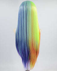Rainbow Long Straight Synthetic Lace Front Wig WW703