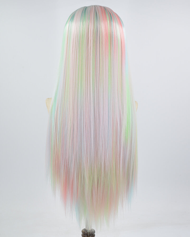 Green Dark Root Rainbow Synthetic Lace Front Wig WW658
