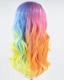 Rainbow Purple Blue Orange Yellow Synthetic Lace Front Wig WW701