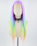 Purple Rainbow Straight Synthetic Lace Front Wig WW678