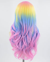 Rainbow Pink Yellow Blue Synthetic Wig HW383