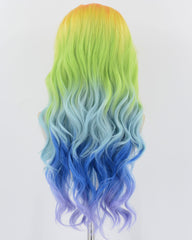 Rainbow Orange Green Blue Synthetic Lace Front Wig WW743
