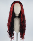 Red Black Highlight Curly Synthetic Lace Front Wig WW563