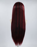 Red Streaked Black Synthetic Lace Front Wig WW511