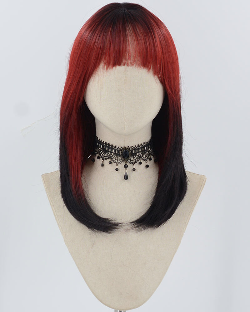 Red Ombre Black Synthetic Wig HW667