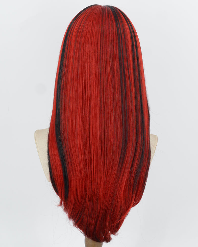 Red Highlights Black Synthetic Wig HW882