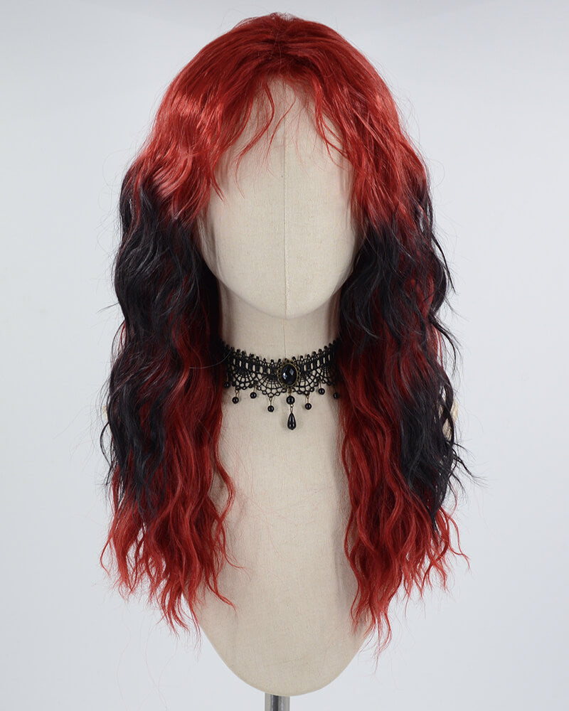 Red Ombre Black Curly Synthetic Wig HW373