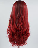 Ombre Black Red Synthetic Lace Front Wig WW640