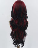 Red Ombre Black Long Wavy Synthetic Wig HW722