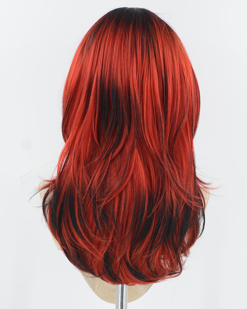 Red Ombre Black Synthetic Wig HW745
