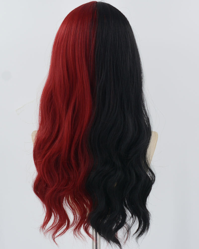 Half Black Half Red Synthetic Wig HW648