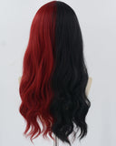 Half Black Half Red Synthetic Wig HW648
