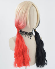Red Black Harley Quinn Synthetic Wig HW532