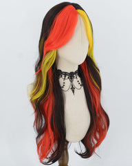 Red Yellow Black Wavy Synthetic Wig HW839
