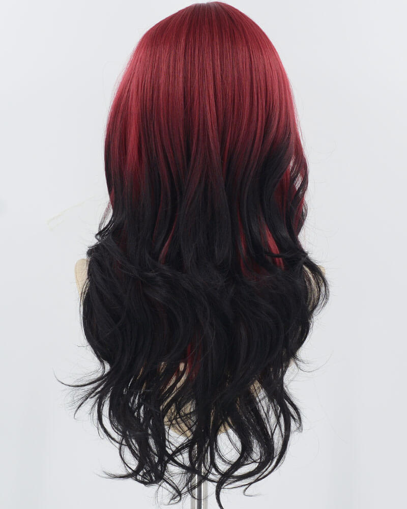 Red Ombre Black Long Synthetic Wig HW681