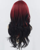 Red Ombre Black Long Synthetic Wig HW681