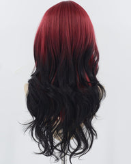 Red Ombre Black Long Synthetic Wig HW681