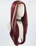 Wine Red Skunk Stripe Blonde Synthetic Lace Front Wig WW676