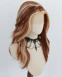 Red Brown Skunk Stripe Blonde Synthetic Lace Front Wig WW1067